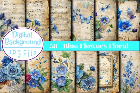 Blue Flowers Floral Junk Journal Paper: A Versatile Tool for Modern Creators