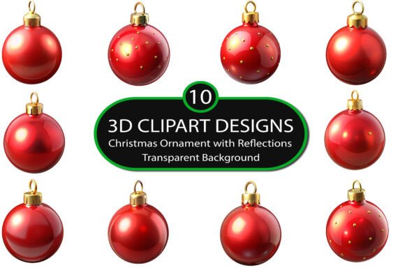 Christmas Ornament with Reflections Clipart Bundle
