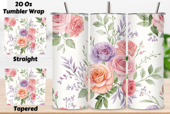 Crafting Elegance with Watercolor Rose Bouquet Seamless Tumbler Wraps
