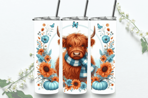 Crafting Seasonal Magic: How a Baby Highland Cow Fall Tumbler Wrap PNG Elevates Your Custom Drinkware