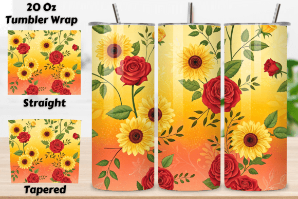 Crafting Warmth: The Sunflower Field Rose Seamless Tumbler Design
