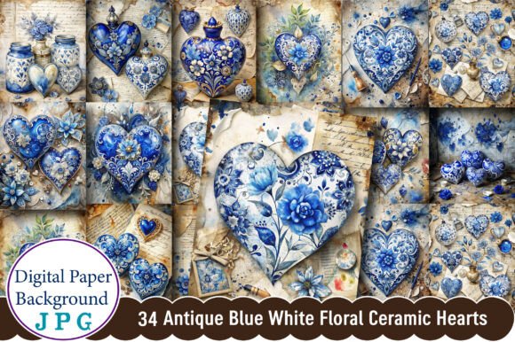 Evaluating Antique Blue White Floral Ceramic Hearts for Creative Projects