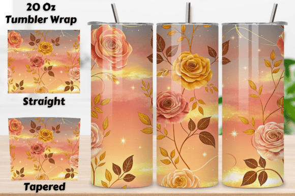 Golden Hour Rose Seamless Tumbler Wrap: A Designer’s Guide