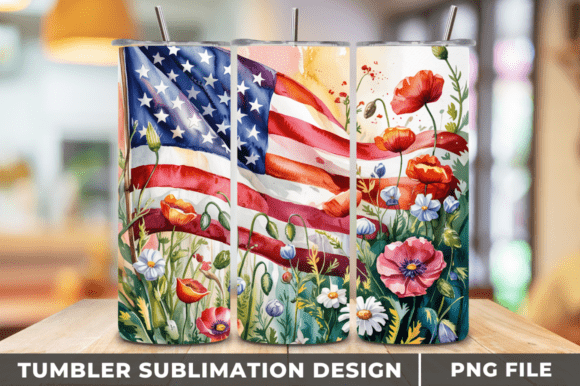 Introducing the Floral American Flag Tumbler PNG Design