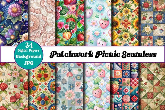 Patchwork Picnic Seamless Digital Papers: A Toolkit for Modern Creativity