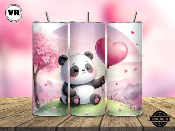 Personalize a 20oz Tumbler with a Cute Panda Heart Design