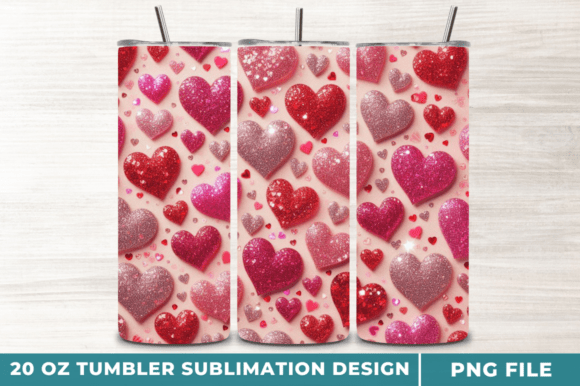 Pink Glitter Hearts Tumbler Wrap: A Watercolor Escape