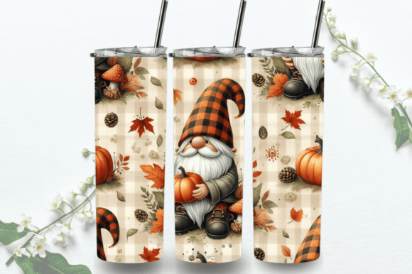 Pumpkin Gnome Fall Tumbler Wraps: Festive Sublimation Design