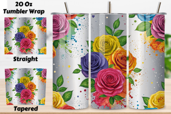 Rainbow Splash Rose Tumbler PNGs: Your Ultimate Sublimation Design Toolkit