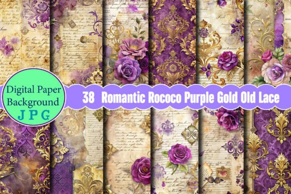 Romantic Rococo Purple Gold Old Lace: Your Digital Creative Canvas