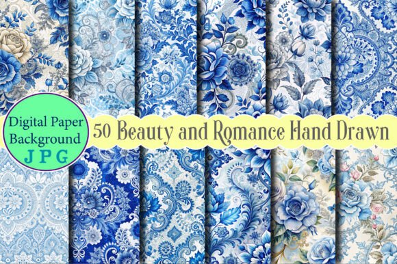 Seamless Beauty & Romance: Hand-Drawn Digital Art