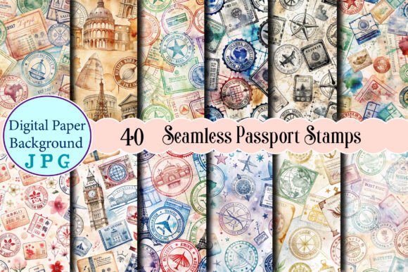 Seamless Passport Stamps Paper for Creative Projects