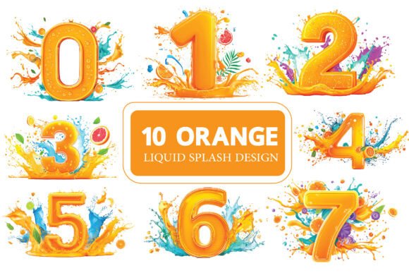 Ten Orange Juice Splash Number Graphics: An Evaluation