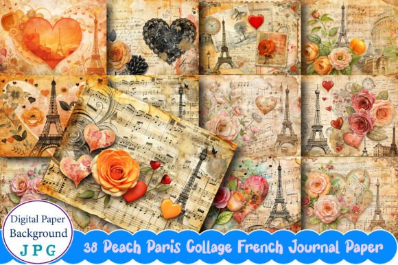 The Art of Digital Creation: Exploring the Peach Paris Collage French Journal Pages