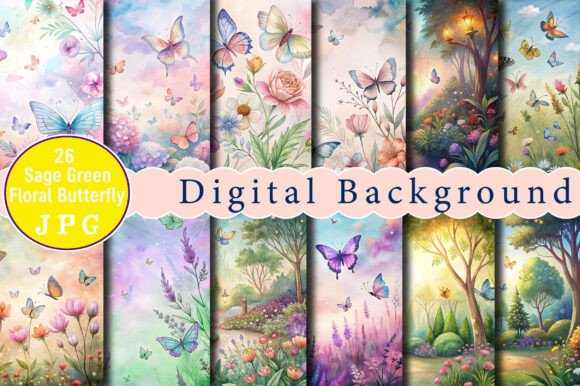 The Elegance of Sage Green Floral Butterfly Backgrounds in Modern Design