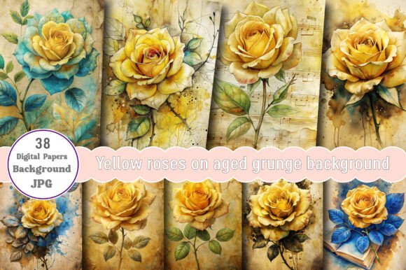 The Strategic Craft: Why Yellow Roses on Aged Grunge Background Is a Versatile Asset for Creators