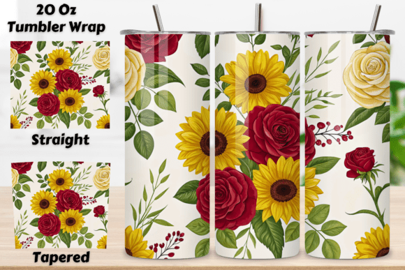 The Ultimate Rose and Sunflower Seamless Tumbler Wrap for Sublimation Artists