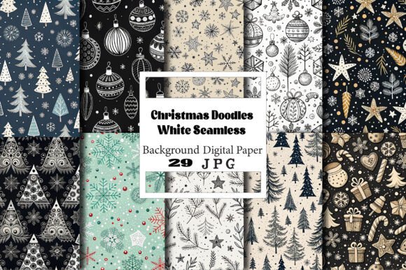 The Versatile Nature of Christmas Doodles White Seamless Digital Art