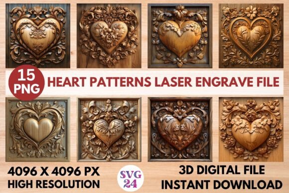 Unlock Creative Potential with Heart Patterns Laser Engrave Files