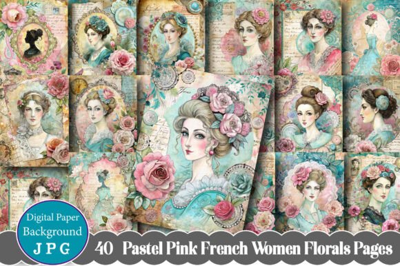 Unlocking Creative Potential with Pastel Pink French Women Florals Pages