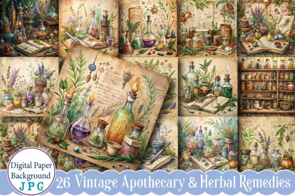 Unlocking Creative Potential with Vintage Apothecary Herbal Remedies Digital Art