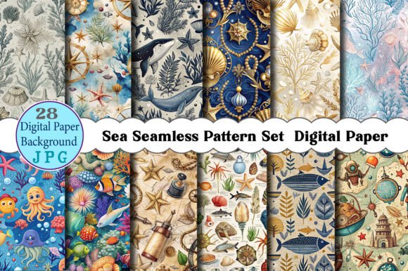 Unlocking Creativity with Sea Seamless Pattern Set Digital Paper