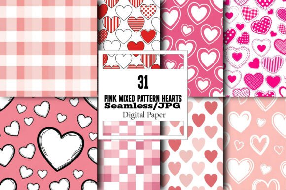 Versatile Pink Mixed Pattern Hearts for Every Creator